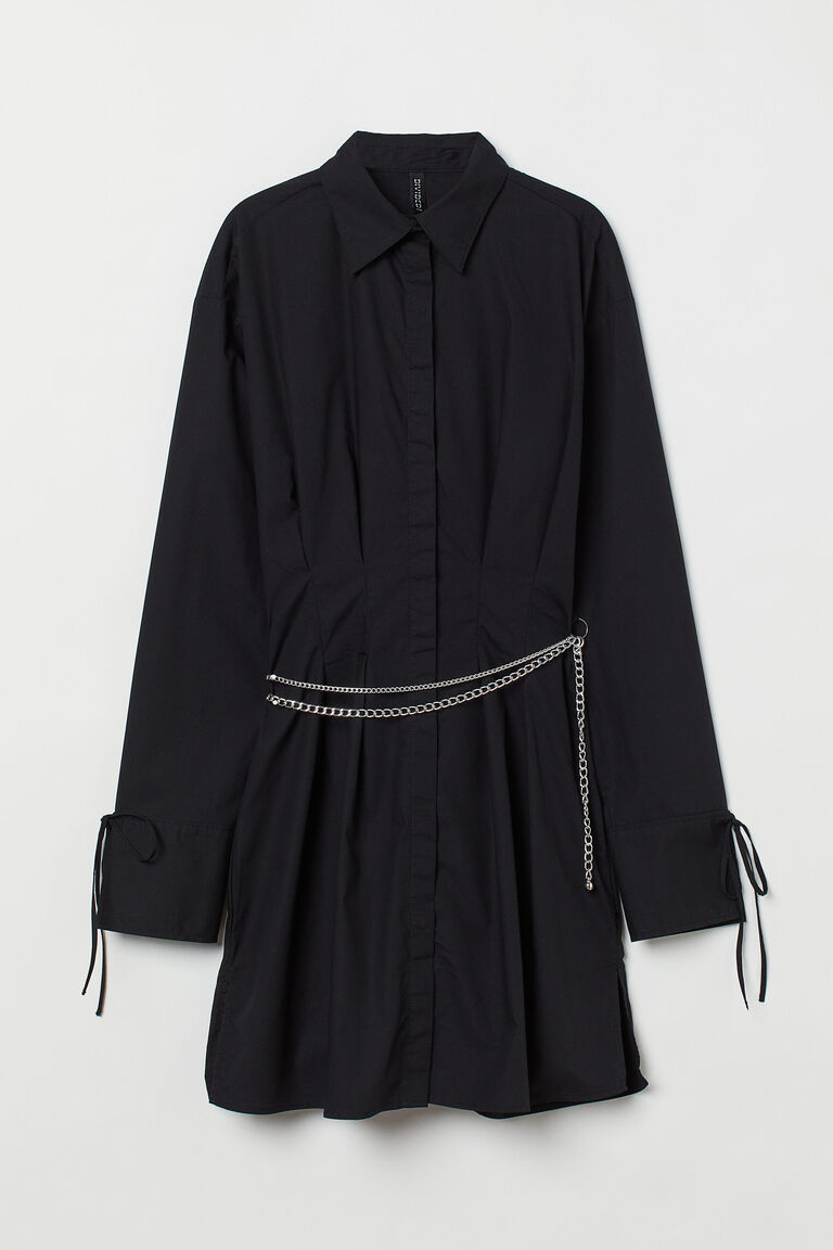 Chainbelt shirt dress