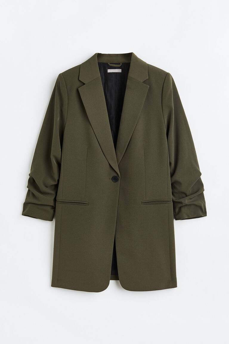 Juanita- Handloom Cotton Gather Front Open Jacket with Gather Sleeve