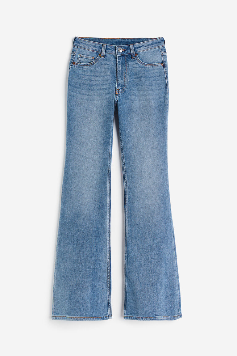 High Rise Washed Flared Jeans