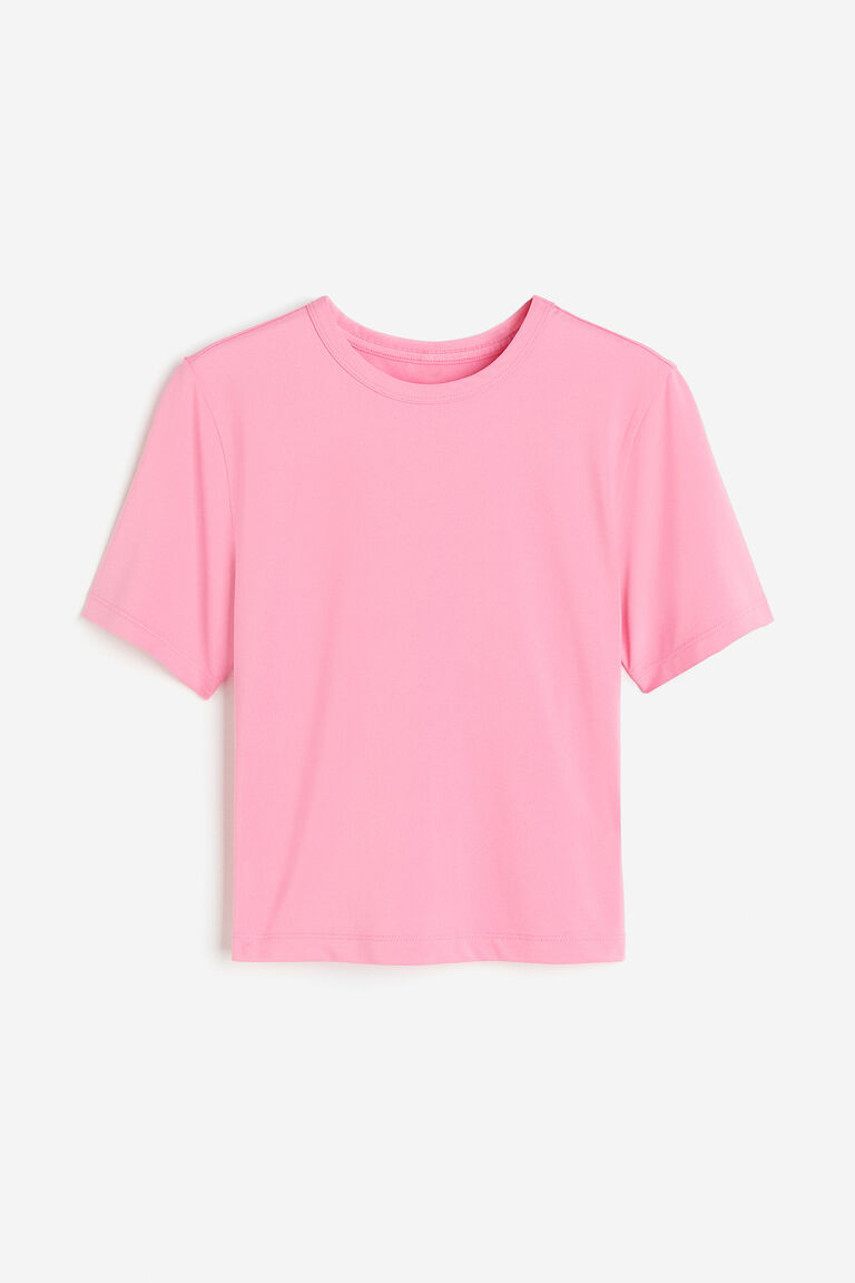 Dropped Shoulder Round Neck Cropped Sports Top