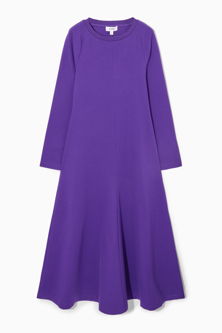 FLAREDHEM JERSEY MIDI DRESS