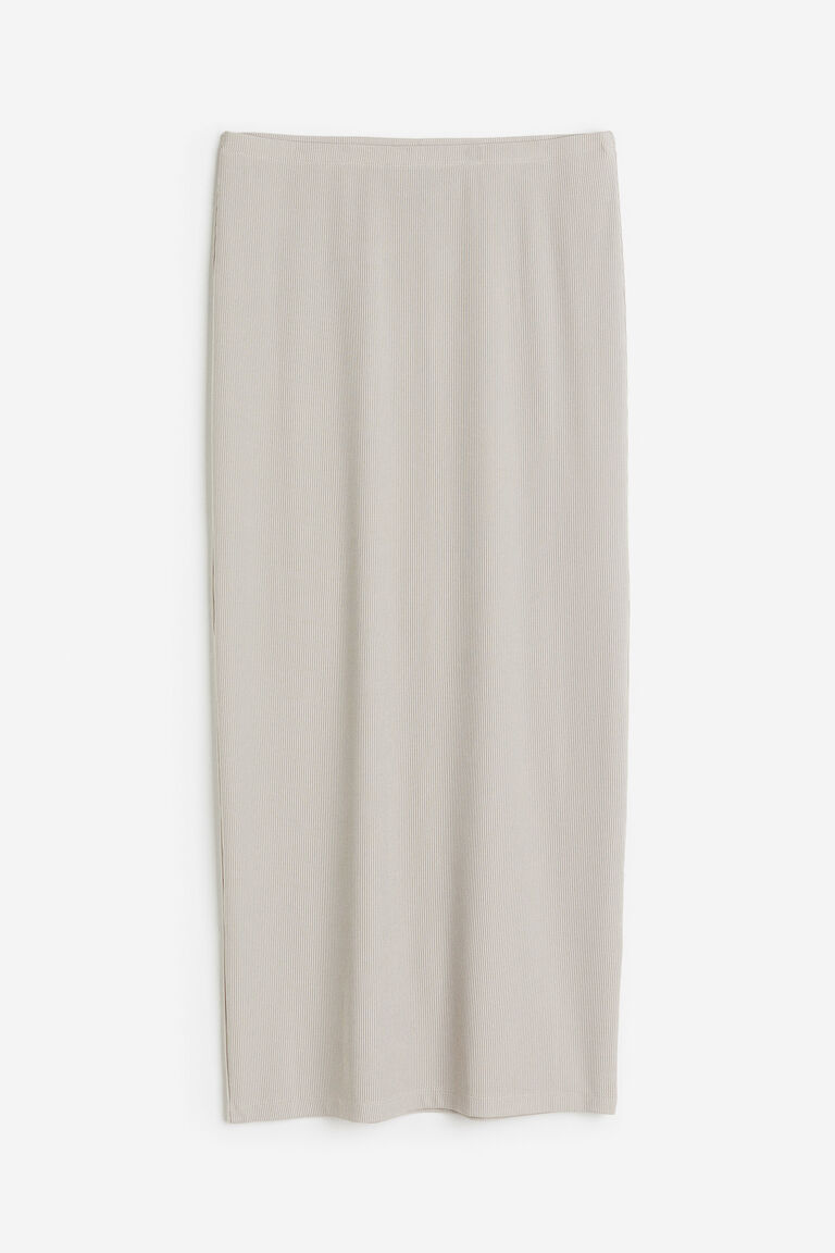 EZwear Slit Hem Rib-knit Pencil Skirt