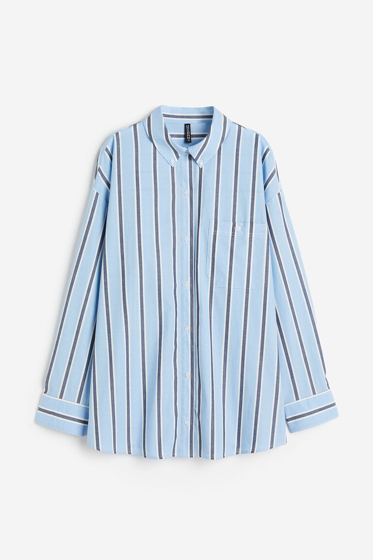 Cotton Poplin Embroidery Oversized Shirt main image 1